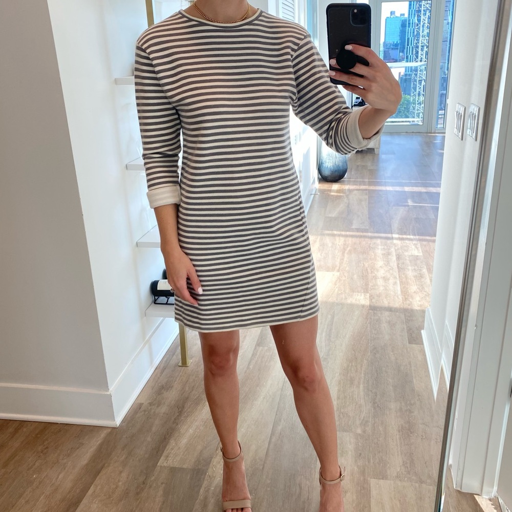 TOPSHOP Gray and Cream Striped Dress